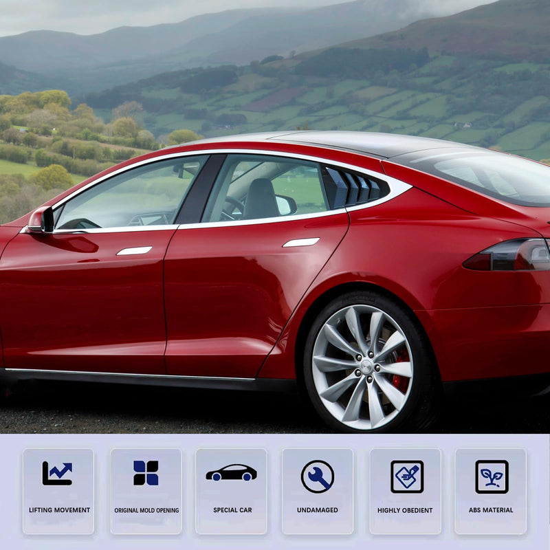 YHCDSEA for Tesla Model S Rear Side Window Covers Louvers Sport Style Cool Exterior Decoration fit Tesla Model S 2017-2024 Accessories (Glossy Carbon Fiber Pattern) Glossy Carbon Fiber Pattern