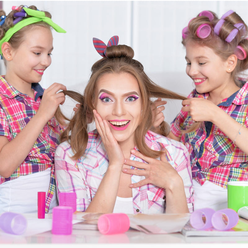 54 PCS Hair Rollers with Clips, Rollers for Hair, With Clips-Jumbo Large Medium Small Rollers,for All Hair Lengths DIY Hairdressing (Multicolor) Extra Large, Large, Medium, Small