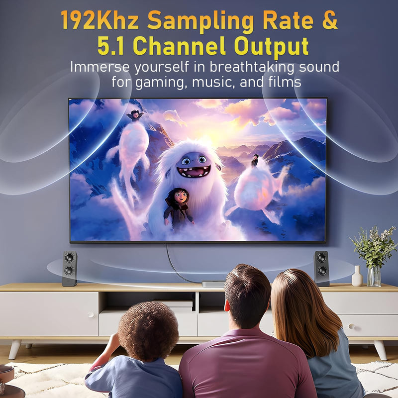 Tendak 192KHz ARC Audio Extractor, Digital Audio Extractor Converter, HDMI ARC + Optical + RCA L/R to HDMI + Optical + RCA L/R + 3.5mm Stereo for HDTV Soundbar Amplifier Speaker Headphones