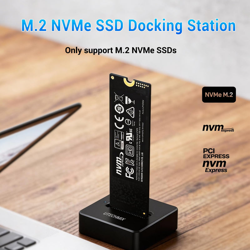 M.2 NVMe SSD Docking Station, 10Gbps USB 3.2 Gen 2 External Enclosure, PCIe SSD Dock to USB-C Adapter, Tool-Free, Supports M-Key 2230-22110 SSDs, Plug & Play (Not for SATA) Black-1-NVME