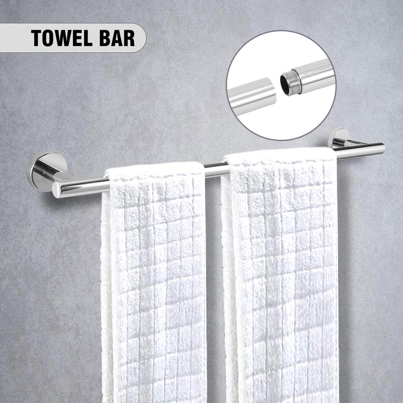 5-Piece Towel Racks for Bathroom, Stainless Steel Bathroom Accessories Set, Bathroom Towel Holder Wall Mounted, Sturdy Bath Towel Bar Set Bathroom Hardware Set (Chrome) 1 Chrome