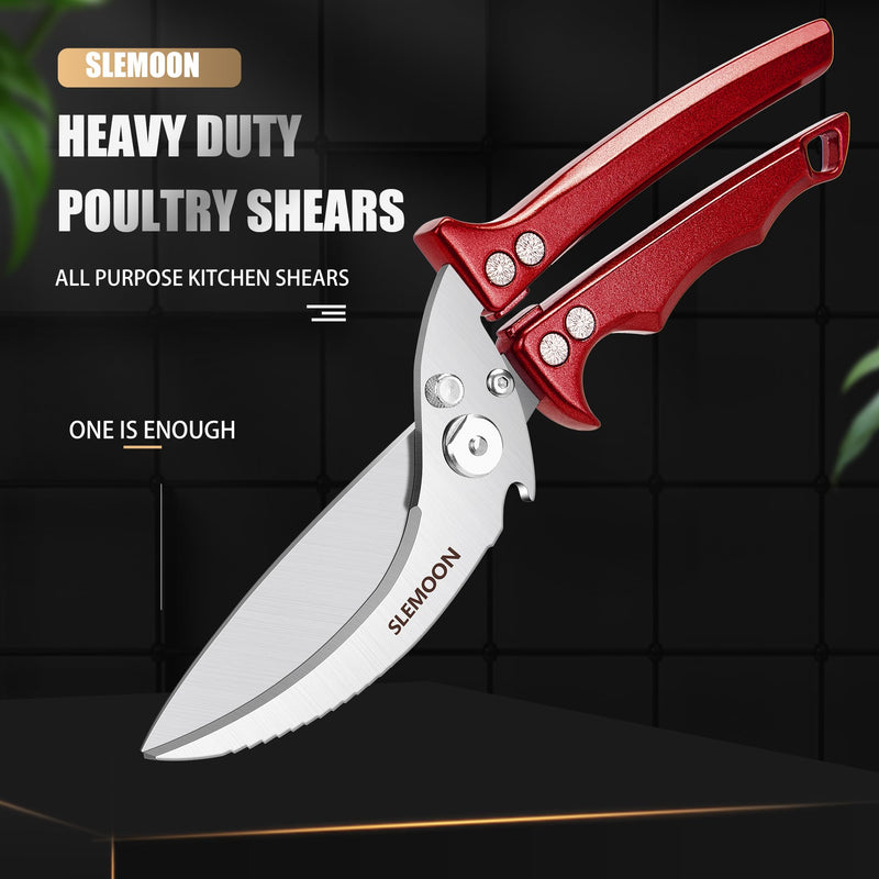 Heavy Duty Poultry Shears Meat Cutting Dishwasher Safe and Food Stainless Kitchen Shears Kitchen Scissors for Chicken Turkey Thanksgiving,Gift Box,burgundy Burgundy