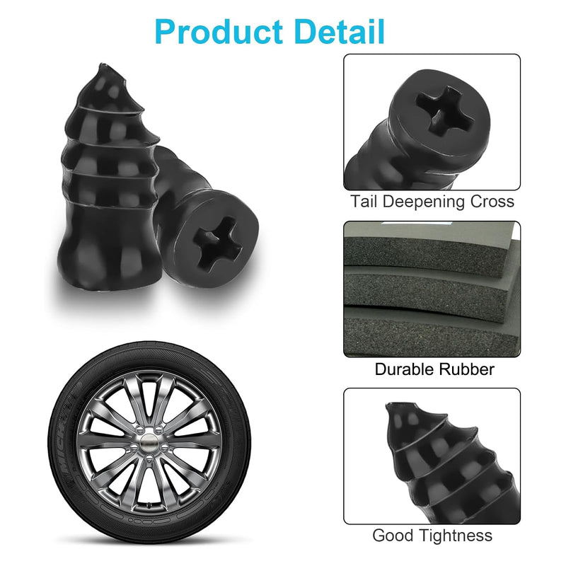 Linkstyle 60PCS Tire Plug Kit, Tire Repair Rubber Nails, Vacuum Tyre Repair Screws Fast Repair Kit with a Box, Screwdriver, for Car Motorcycle Truck ATV Tire Puncture Repair