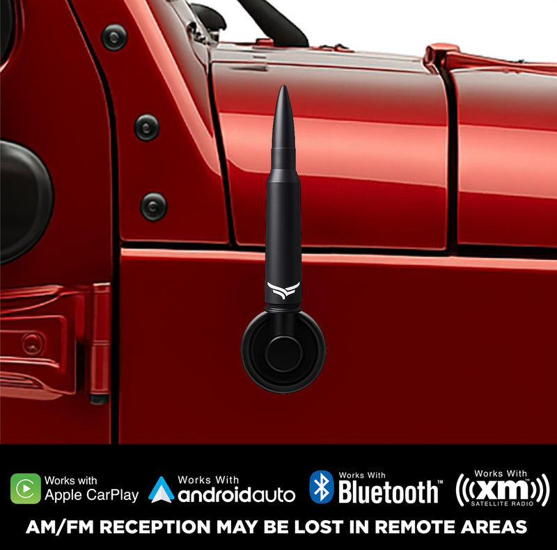 50 Cal Badass Bullet Antenna® Fits Jeep Wrangler JK & JL from (2007 for Jeep Wrangler & Gladiator Accessories - Car Wash Safe & Anti Thelf Design - Ditch The Whip & Upgrade Your Jeep BLACK
