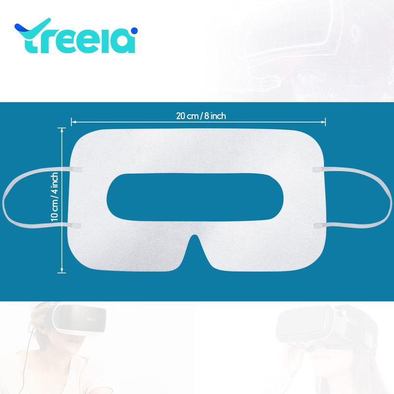 Treela 200 Pcs Disposable VR Face Mask Breathable Cover for VR Nonwoven Fabric Sanitary Eye Mask, Eye Cover Pad(8 x 4 Inch,White) White 8 x 4 Inch