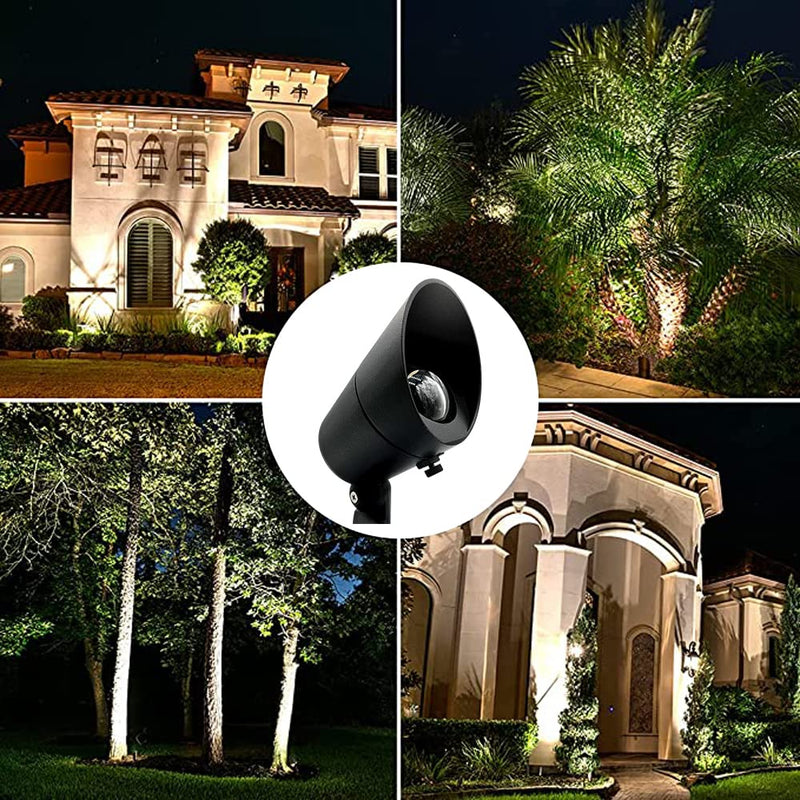 LED Spot Lights Outdoor 7W LED Landscape Light 115 - Solid Aluminum Metal Wall Light Security Lighting LED Yard Lights for Bright Long Lasting Home Garden Patio Pool Area Lighting with MR16 Bulb