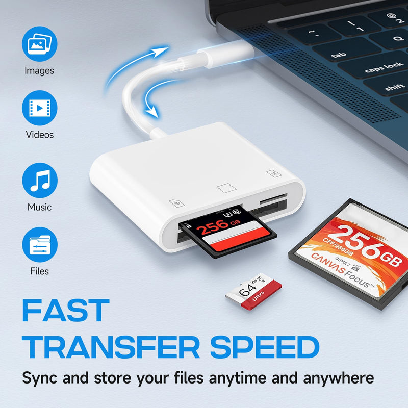 USB C SD Card Reader for iPhone 17/16/15/iPad/Mac, 3 in 1 USBC Memory Card Reader with Compact Flash/CF/SD/TF Card, Digital Camera Adapter iPhone SD Card Reader Compatible with MacBook Pro/Air Three Slots(SD+TF+CF for USBC)