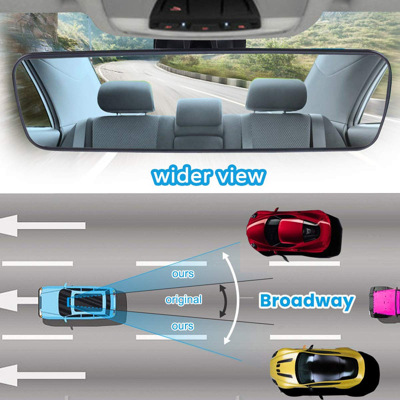 Universal Rear View Mirror with Suction Cup - Anti-Glare Interior Mirror for Car, Truck, SUV & Boats - 9.76" (248mm) 12IN Blue