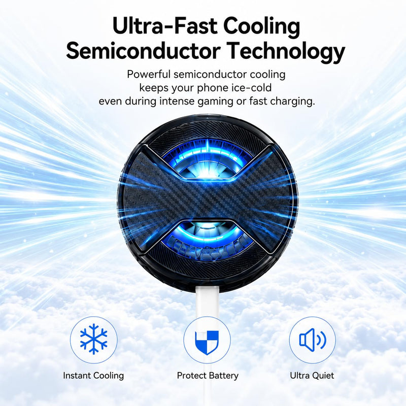 Magnetic Phone Cooler, Lightweight Portable RGB Cooler | with Wireless Fast Charging