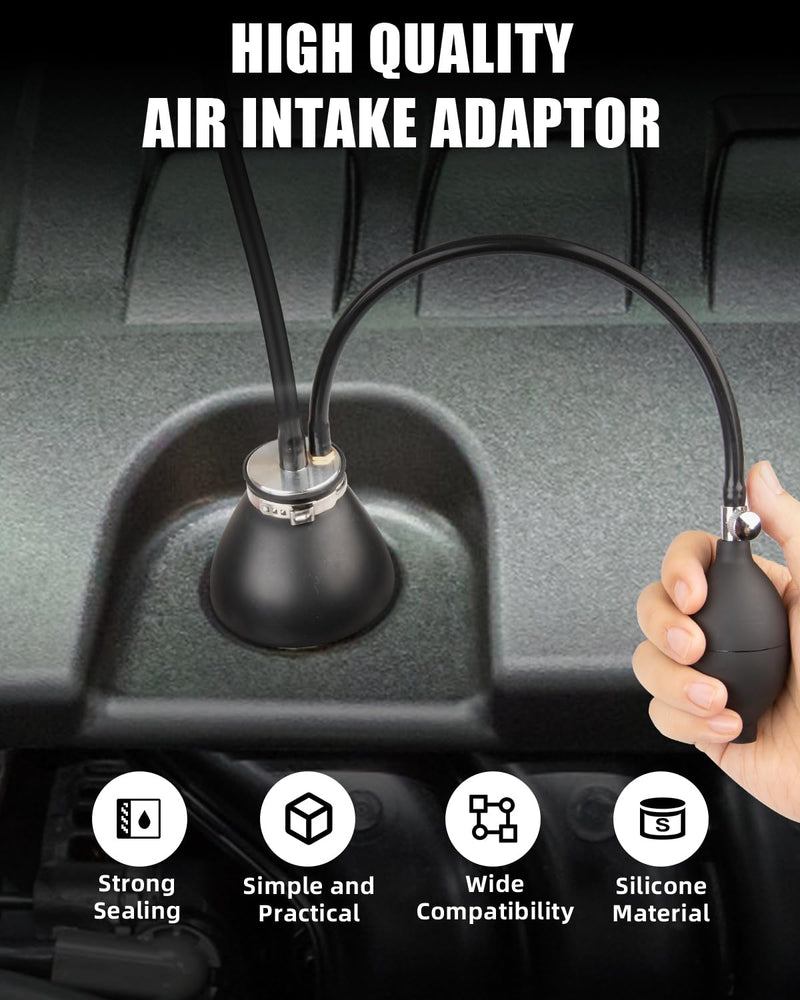 Inflatable Air Bladder for Smoke Machine Automotive, Universal Easy Intake Adapter for 12V Vehicle Pipes Fuel Leakage Detector Diagnositc Tester