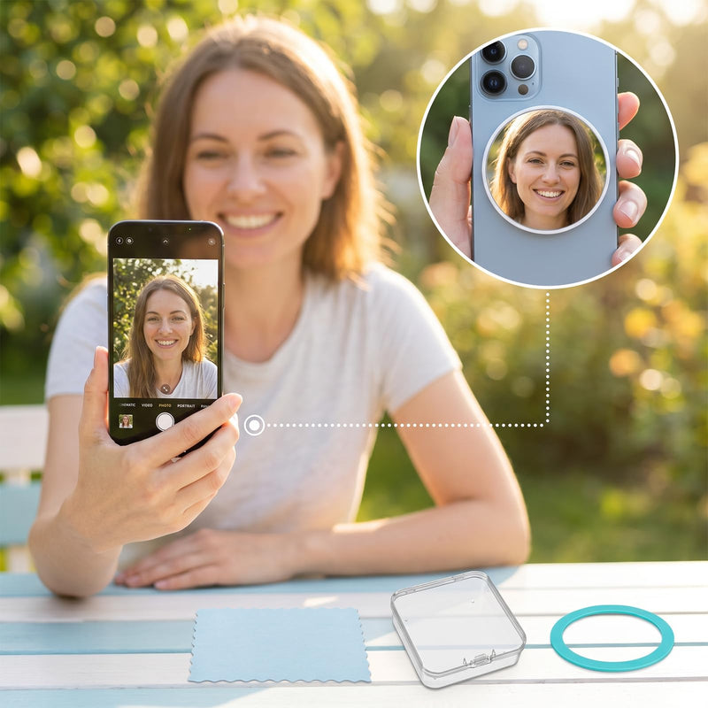 2.2 Inch Magnetic Selfie Mirror for Back Camera Slim Phone Convex Mirror Compatible with Magnetic Phone Case Wide Angle Selfies-Mirror for Vlogging Streaming Photography