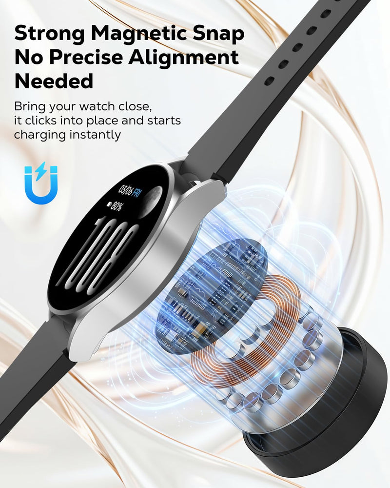 Magnetic USB-C Charger Compatible with Samsung Galaxy Watch, Black | Charging Stand for Galaxy Watch Ultra 8 7 6 5 4 3 FE Active. Compact design for convenient home, office and travel charging.