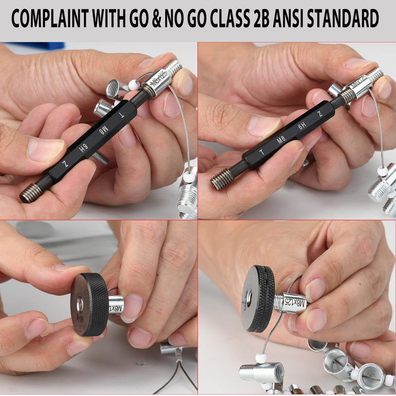 Nut and Bolt Thread Checker 45 Male/Female Thread Gauges (24 SAE/Inch & 21 Metric) Nut and Bolt Thread Size Checker Thread Identifier Gauges for Quickly Identify and Verify 45 Gauges - 24 Inch & 21 Metric
