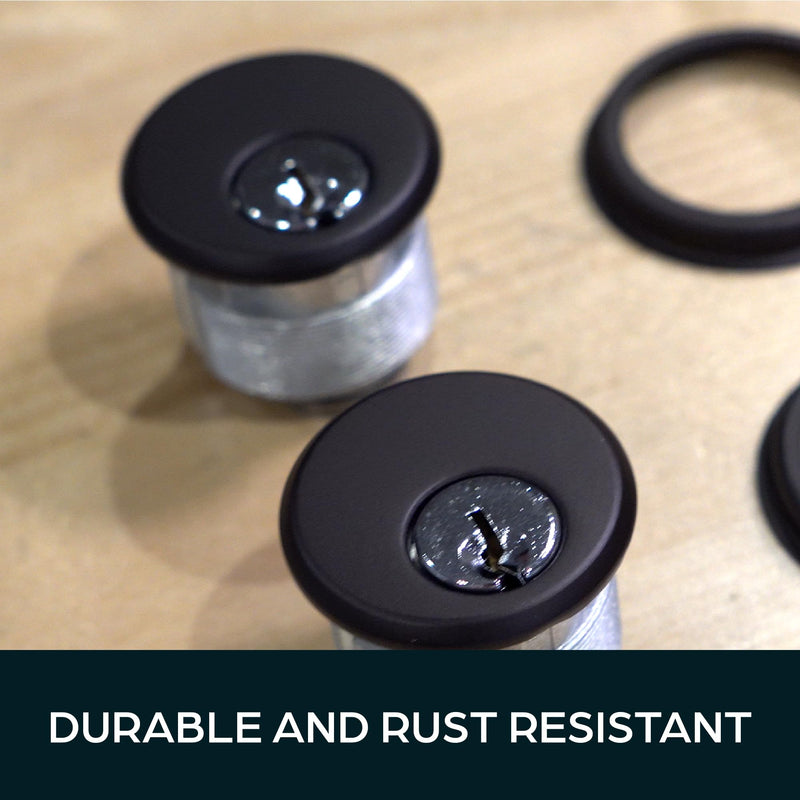 Summit DOORWARE Mortise Cylinder Door Lock Replacement Parts | Adams Rite 4036 Replacement Trim Rings with 4 Keys | High Grade Mortise Lock for Maximum Security | Duronotic Finish