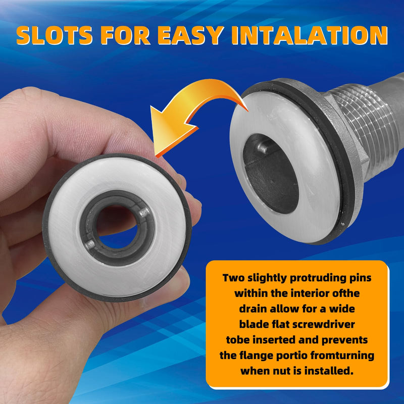 2Pcs Thru Hull Fittings for Boats, Stainless Steel Barbed Straight Thru Hull Fitting Drain for 3/4 inch I.D. Hose for Boat, Yacht