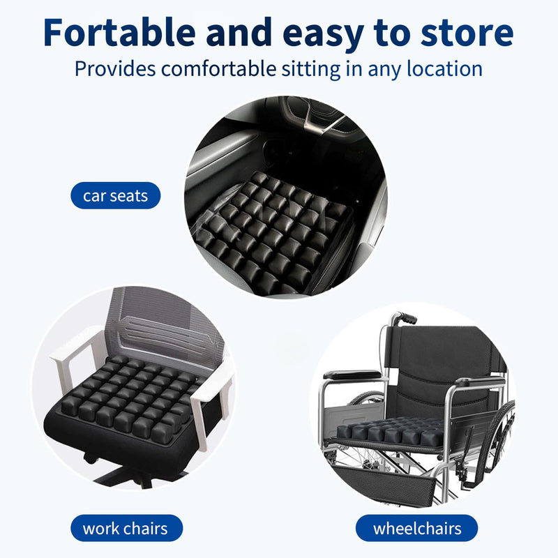 Travel Cushion, 3D Inflatable Airplane Seat Cushion, Car Portable Breathable Comfort Cushion,Office Wheelchair Pad, Camping Seat Mat (Black-36) Black-36