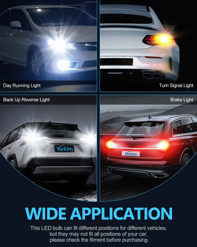 Yorkim 1156 LED Bulb White, 3000 Lumens 300% Super Brighter LED Reverse Lights, BA15S P21W 7506 1003 1141 Led Bulbs for Car Backup Tail Brake Turn Signal Blinker Lights, Pack of 2 White pack of 2