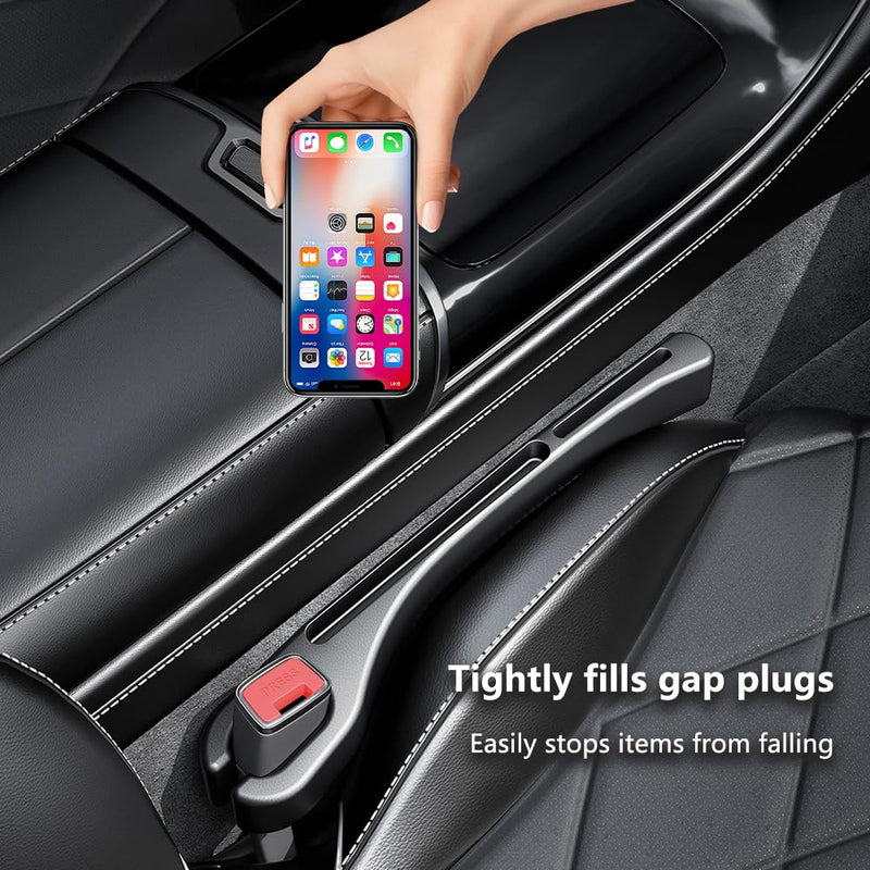 2PCS Car Seat Gap Filler Organizer,Upgrade Car Side Seat Gap Filler with Phone Holder,Multifunctional Car Seat Filler Gap Space Prevents Things Dropping for Cars,SUVs (Black) Black