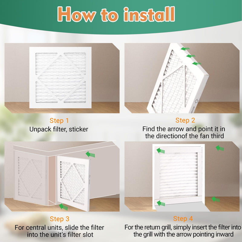 (6 Pack) 14x14x1 Air Filter, MERV 13 MPR 1900 & FPR 10, Pleated Air Filter (Actual Size: 13.75"x13.75"x0.75") M13 14x14x1-6