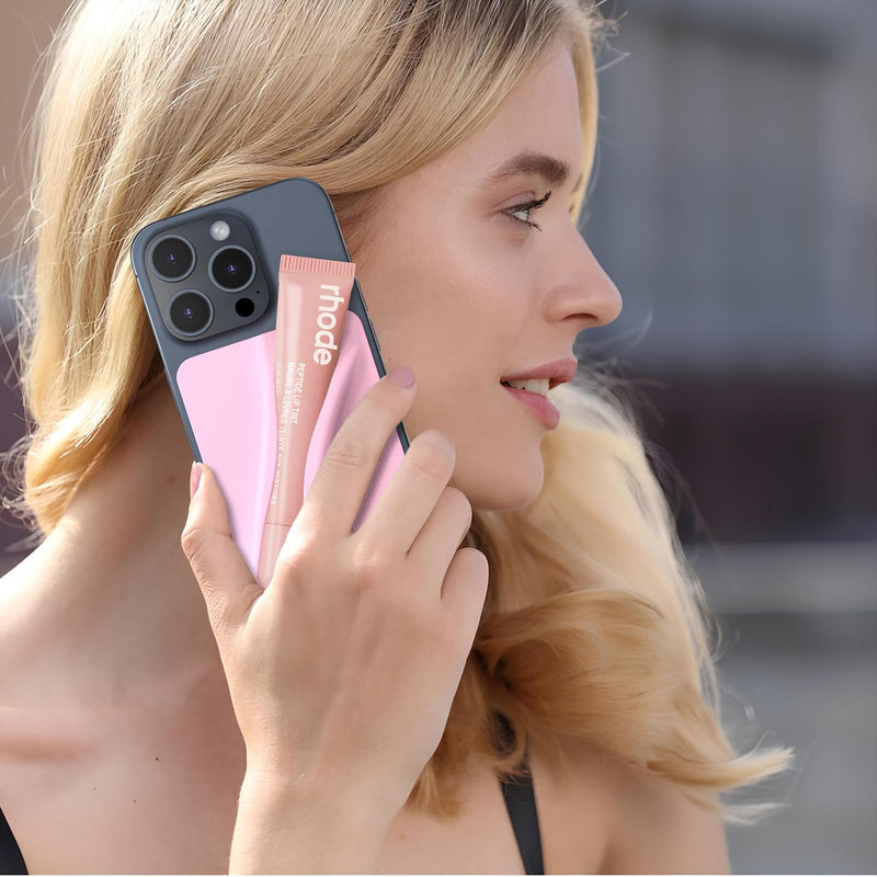  [AUSTRALIA] - DOB SECHS Silicone Lip Holder for Cell Phone Lipstick Lip Glaze Phone Case Back Stick On Holder for iPhone and Android Phones, Light Pink