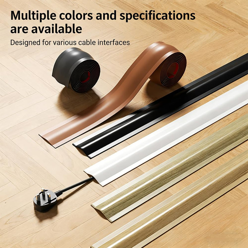 Floor Cord Cover Self Adhesive Cord Hider 3.5FT Cable Management Prevent Cable Trips for Offices Exhibitions Gyms(1.8 in Wide) White