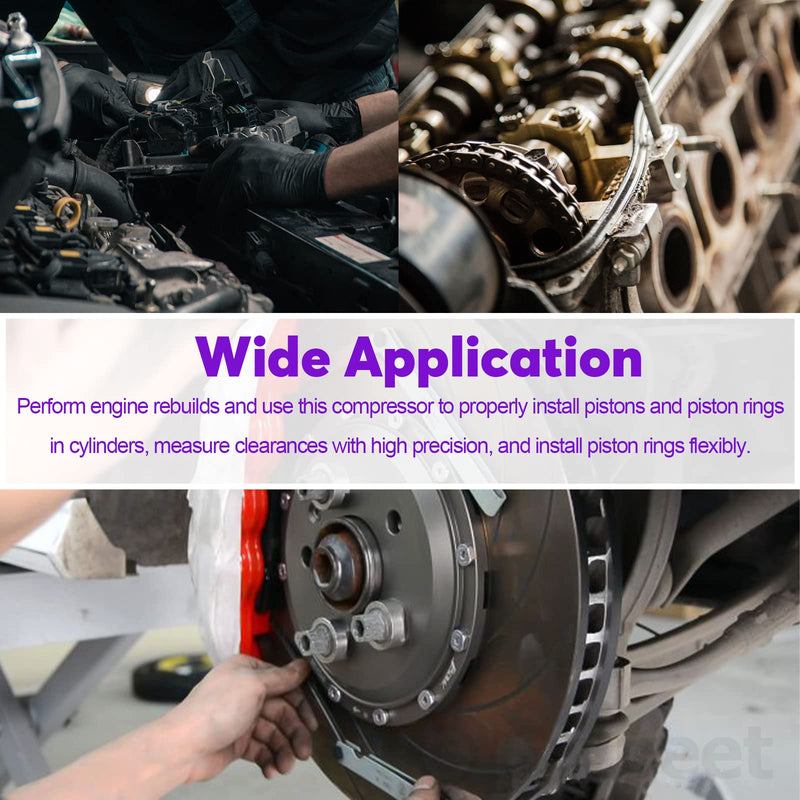 Swpeet 4Pcs 3 Inch Piston Ring Compressor and Adjustable Piston Installation Tool Installer Removal Pliers with Wrench and Stainless Steel Feeler Gauge Assortment Kit for Car Engine