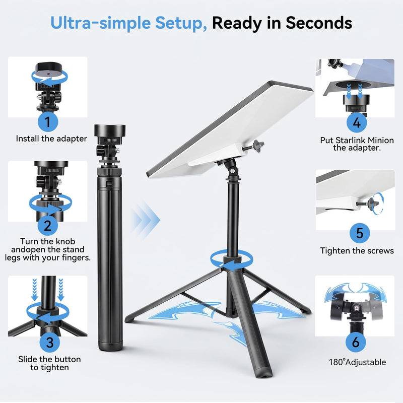 Starlink Mini Tripod Stand, Foldable Mini Mount for 2025 Starlink Mini | 16.14 Inches Portable Starlink Mini Tripod Mount with Carrying Bag, Anti-Slip Feet & Wide Stable Base for Camping/ Outdoor