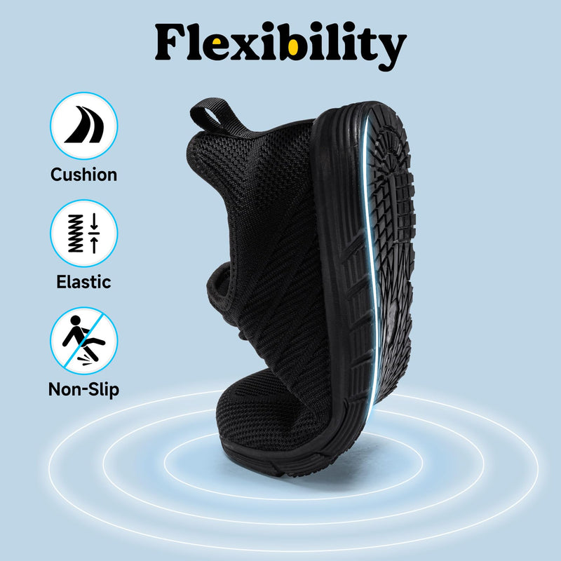 Non Slip Work Shoes for Women Slip On Sneakers Water Resistant Shoe Slip Resistant Food Service Zapatos Antideslizantes para Mujer, Black US 5-11 8 Polar Night