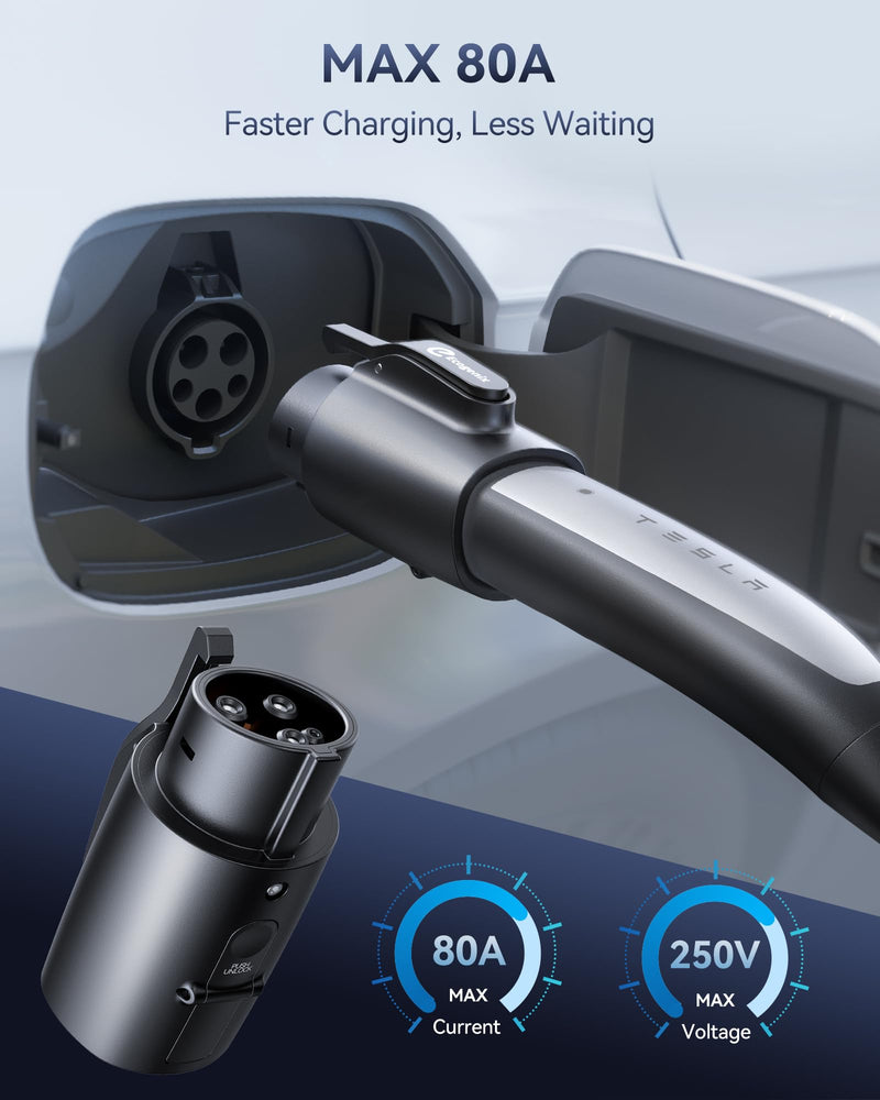 2024 Ecogenix Tesla to J1772 Charging Adapter (Max 80A, 240V) J1772 EVs Adapter to Tesla Charger, Adapter Compatible with Tesla High Powered Connectors, Destination Chargers, Mobile Connectors (Black)