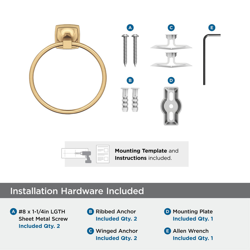 Amerock BH36092CZ | Champagne Bronze Towel Ring | 7-9/16 inch (192 mm) Width Towel Holder | Stature | Hand Towel Holder for Bathroom Wall | Small Kitchen | Bath Accessories