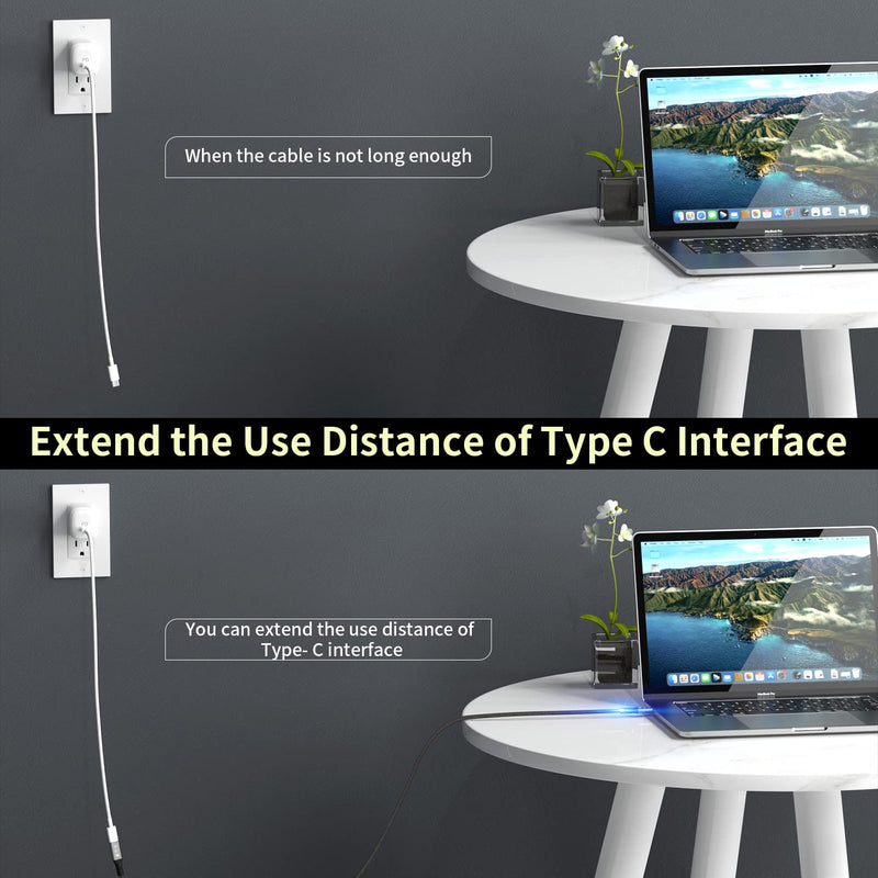 USB C Thunderbolt 4 Extension Cable, 40Gbps Transfer / 8K Display / 100W Charging Compatible with Thunderbolt 4/3, USB4/3, Type C, for Mac MacBook Pro, External SSD eGPU Extender m/f 2.6 ft Extension Cable 2.6ft Male to Female