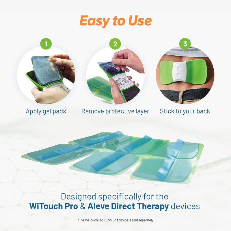 Hollywog TENS Unit Replacement Gel Pads, WiTouch Pro & Aleve Direct Therapy TENS Pads Replacement, Reusable Self-Adhesive Electrode Pads for TENS Units (6 Gel Pads) 6 Gel Pads