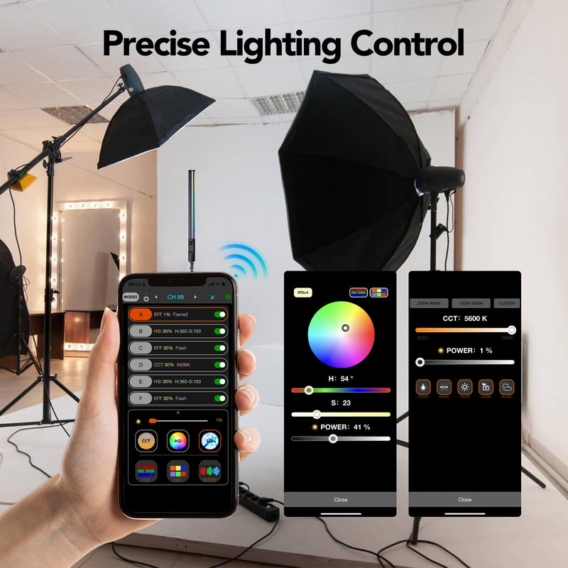 NA430 PRO RGB Light Wand Video Selfie Handheld Light Stick APP Control 2500k-9900K 24 Effects 2600mAh Rechargable for Photography Studio (NA430 PRO) NA430 PRO