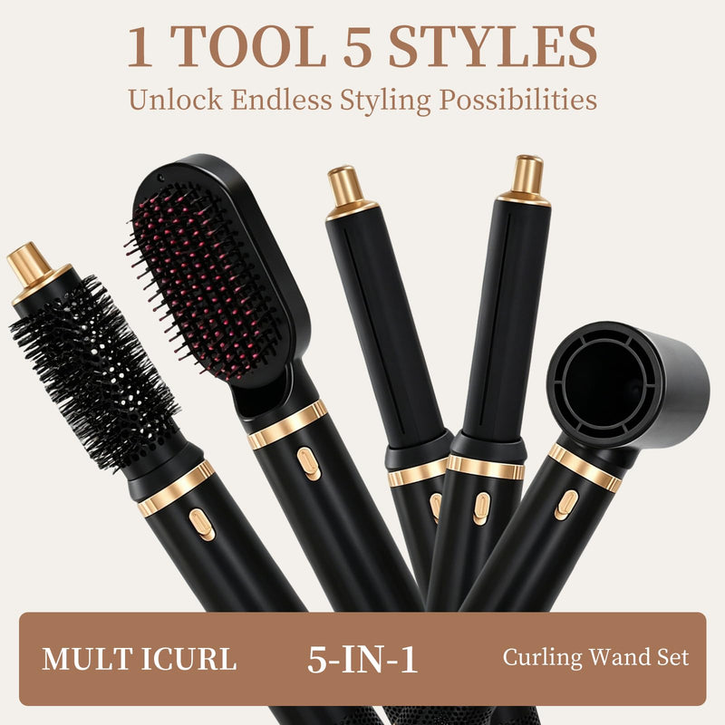 Hair Dryer Comb 5-in-1 Automatic air Curling Iron Set Hair, Styling Tool to Create Straight Hair Shiny Hair Soft Wavy or Narrow Curly Hair, Multifunctional Hair Comb