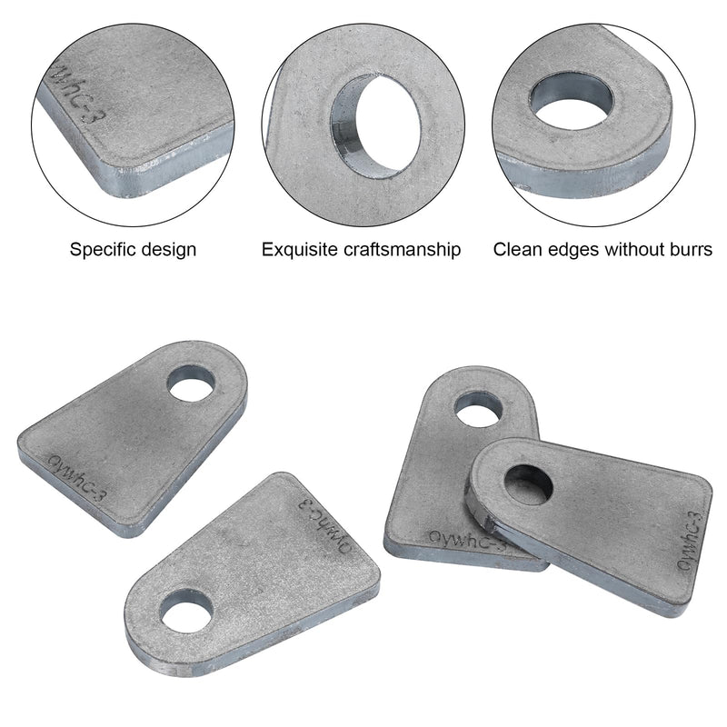Weld on Tabs, Steel shock mount Weld Tab, Universal Weld on Tabs Flat Bottom Mount with a 1/2" Hole.2-1/2" Height, 1-3/4" Wide, 1/4" Thick Pack Of 4 Tabs Steel Mounting Bracket OywhC-3 Flat Mount-Big 1/4" Thick