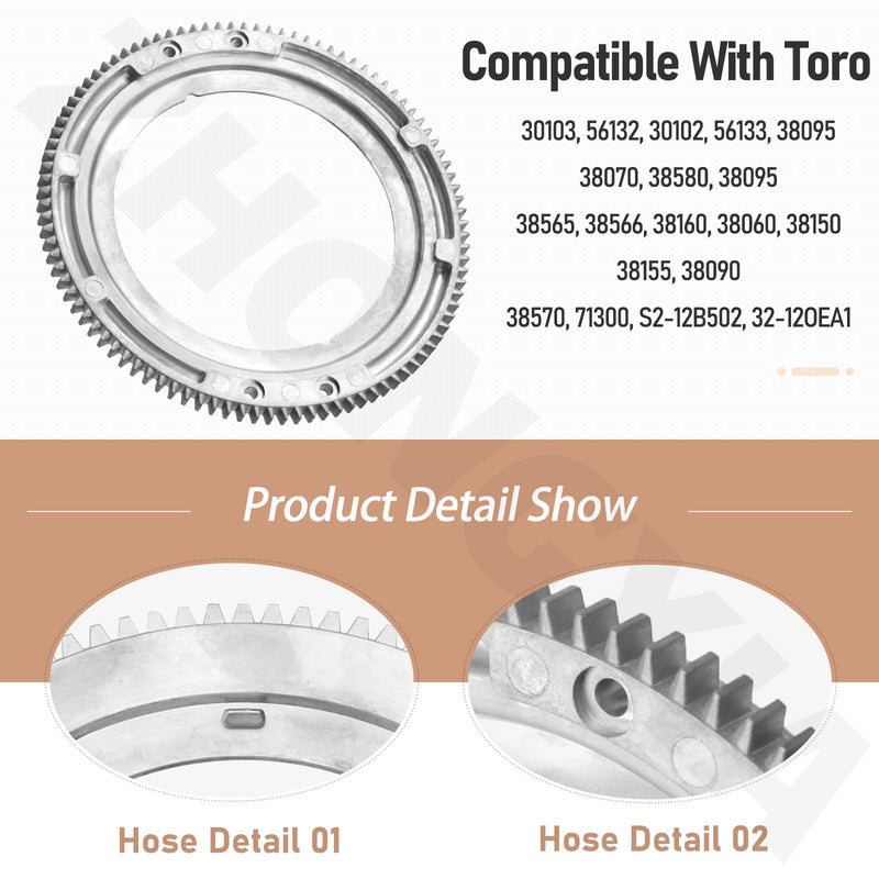 696537 Flywheel Ring Gear Compatible with B&S Toro Cub Cadet Craftman Stens Mower 28P777 28N777 28N707 Replace 392134 399676 150-435 31-056 280104