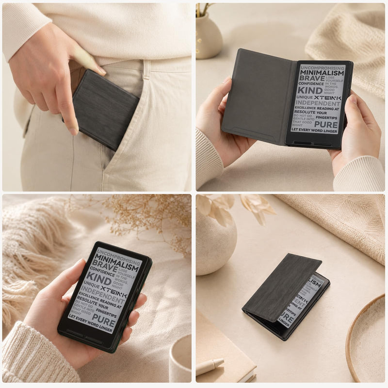 Magnetic Case for 3.7" Xteink X3,PU Leather Cover,Thin & Lightweight,Magnetic Closure (Velvety Black) Velvety Black