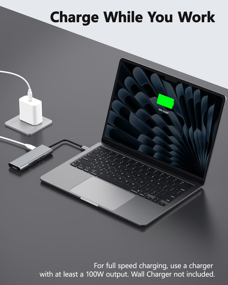 USB C HUB 4K 60Hz for iPad Pro 9-in-1 Adapter iPad Pro 12.9 11 inch iPad Air 5 4 Docking Station with 4K HDMI, 100W PD, SD/TF Card Reader, USB 3.0, 3.5mm Audio Jack, Type C Data, iPad mini 6