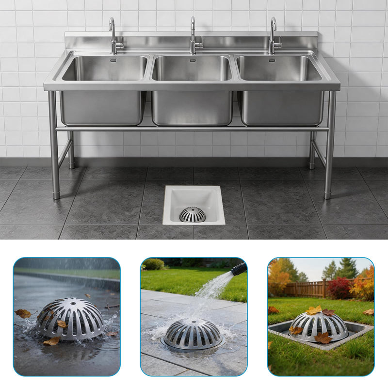 3 PCS Floor Sink Strainer,Heavy Duty Commercial Drain Cover | Drain Strainer Floor Drain Cover for Kitchen, Bar, Outdoor Garden or Bath 5-1/4" Diameter x 2-1/4"H 3