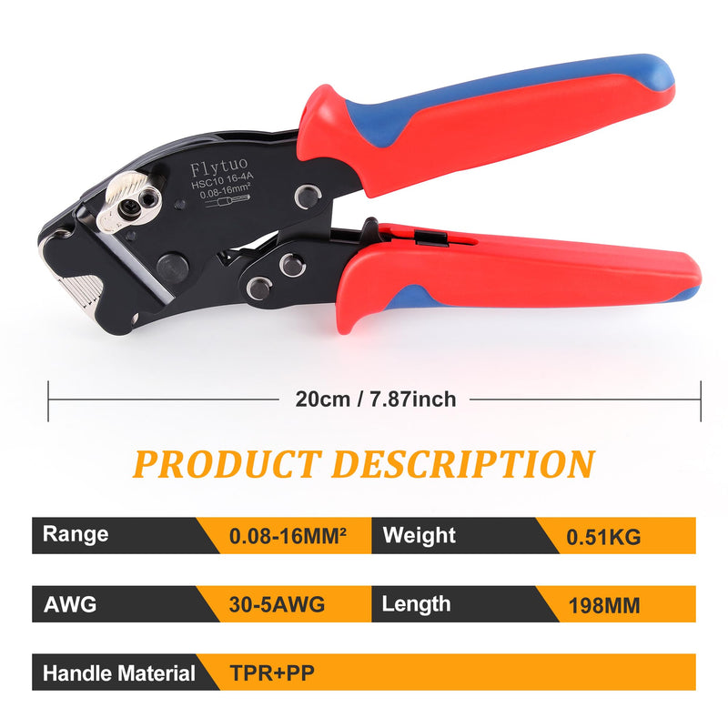  [AUSTRALIA] - Front Loading Ferrule Crimp Tool and Ferrule Crimper Works for End Sleeves Ferrules and Wire End Terminals from AWG 30-5 HSC10 16-4A
