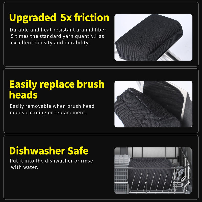 Steam Grill Brush Bristle Free,[Ultra Safe & Efficient] Grill Cleaner for Outdoor Grill,BBQ Replaceable Scraper Cleaning Head,Grill Brush BBQ Accessories,Gifts for Men/Dad ﻿ Black