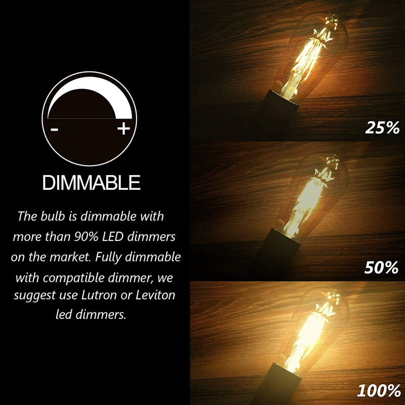 ASOKO LED Dimmable Edison Light Bulbs 4W Vintage Light Bulb, 2200K-2400K Warm White (Amber Glass), Antique LED Edison Bulbs, Squarrel Cage Filament,ST64, E26 LED Bulb Base Amber 4w 12 Count (Pack of 1)