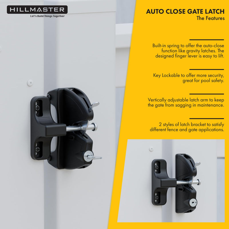 Self Closing Gate Hinges and Key Lockable 2 Sided Gate Latch Gate Hardware Kit,Two Sided Self Locking Gate Latch and No Rust Pool Gate Hinges for Outdoor Metal/Vinyl Fence,Locking Gate Door Lock Latch