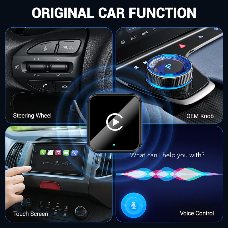 2-in-1 Wireless CarPlay Android Auto Adapter, Plug & Play CarPlay Adapter,Fast Auto Reconnect,Convert Wired to Wireless for Factory Cars,Wide Compatibility for Most Cars Black