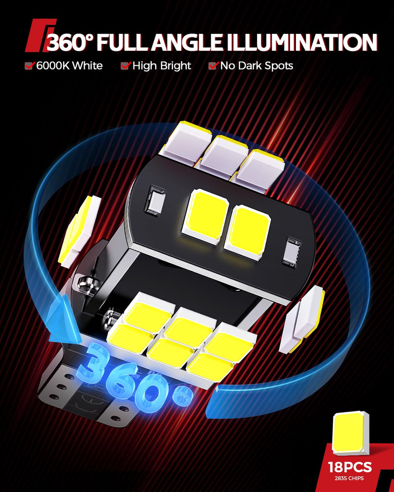 Torchbeam 921 LED Bulb Reverse Light 500% Brighter T15 LED Bulb CAN-BUS for 906 W16W 922 912 921 Bulbs Replacement Reverse Light Bulb Backup Brake Lights, 6000K Xenon White Pack of 2