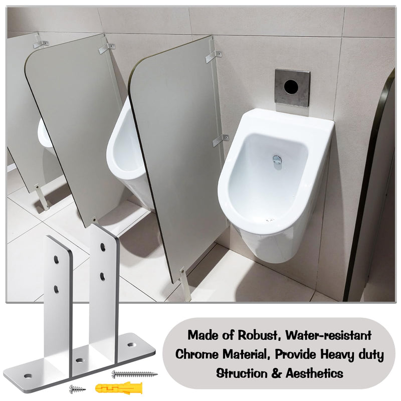 Blulu 4 Pack Urinal Screen Polished Chrome 2-Ear Urinal Screen Brackets for 1 in. Panels with Fasteners Restroom Partition Hardware for New installations or Repairs (1 Inch,Polished Chrome) 1 Inch