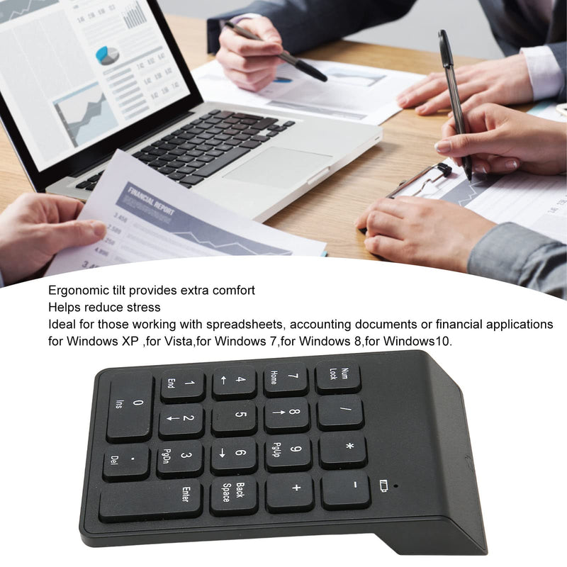 2.4G Wireless Numeric Keypad 18 Keys Chocolate Keys Numpad Plug and Play with Ergonomic Tilt for Tablet Computer