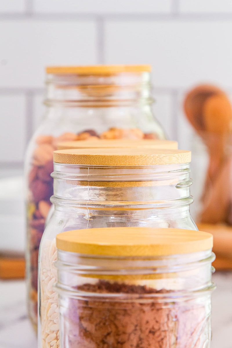 Bamboo Wooden Mason Jar Lids Regular Mouth, ECO friendly - Fits Standard Size Mason, Ball and Glass Canning Jars - Set of 8 (Pack of 2) Set of 8 (Pack of 2)