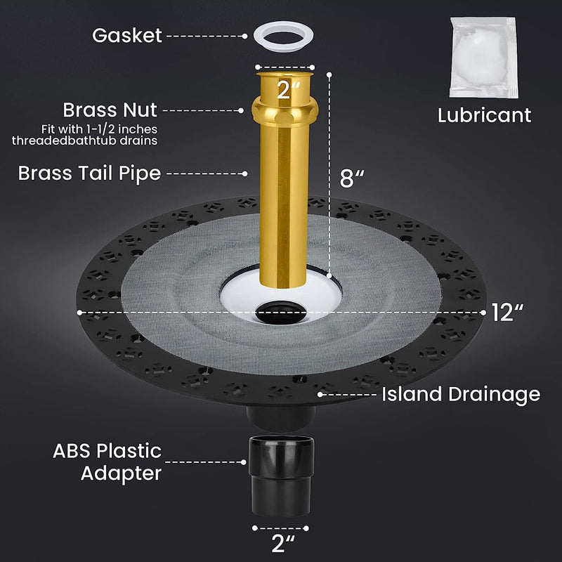 FERUERW Freestanding Bathtub Drain, Freestanding Tub Drain Rough-in Kit | Easy Freestanding Bathtub Drain Mounting Kit with ABS Plastic Adapter and Brass Liner