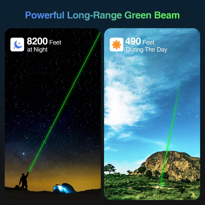 Advanced Long-Range Laser Pointer High Power - Rechargeable Green Laser Pointer with Removable Star Cap - Versatile Laser Pen for Astronomy, Construction, Presentations, and Outdoor Adventures 1